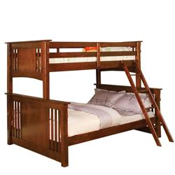 Picture of Benjara BM207723 65 x 62 x 81 in. Wooden Twin Over Full Bunk Bed with Angled Ladder&#44; Brown