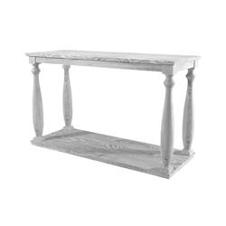 Picture of Benjara BM208127 32 x 20 x 53 in. Plank Top Sofa Table with Open Shelf & Turned Legs&#44; Antique White