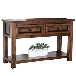 Picture of Benjara BM208138 Transitional Sofa Table with Plank Top & 2 Drawers&#44; Walnut Brown