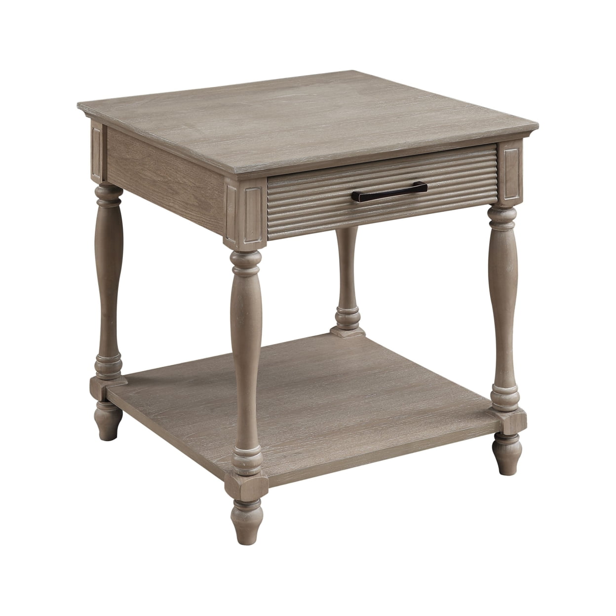 Picture of Benjara BM211092 Wooden End Table with 1 Drawer & Molded Design - Antique White - 24 x 24 x 24 in.
