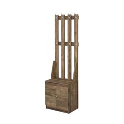 Picture of Benjara BM211135 Wooden Hall Tree with 8 Hooks & Bottom Compartment - Weathered Brown
