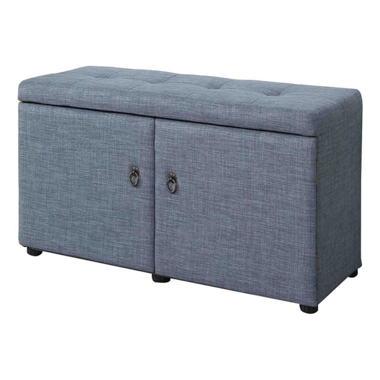 Picture of Benjara BM204192 Fabric Upholstered Shoe Storage Bench with Button Tufted Seating - Blue - 17.5 x 16 x 40.5 in.