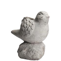 Picture of Benjara BM208198 Large Cement Bird Figurine Sitting on a Hollow Rock - Distressed Gray