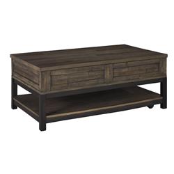 Picture of Benjara BM213221 Rectangular Lift Top Wooden Cocktail Table with Open Shelf - Brown