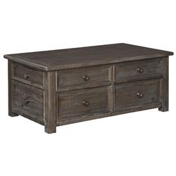 Picture of Benjara BM213224 Rectangular Lift Top Wooden Cocktail Table with 4 Drawers - Rustic Brown - 19.5 x 46 x 26.13 in.