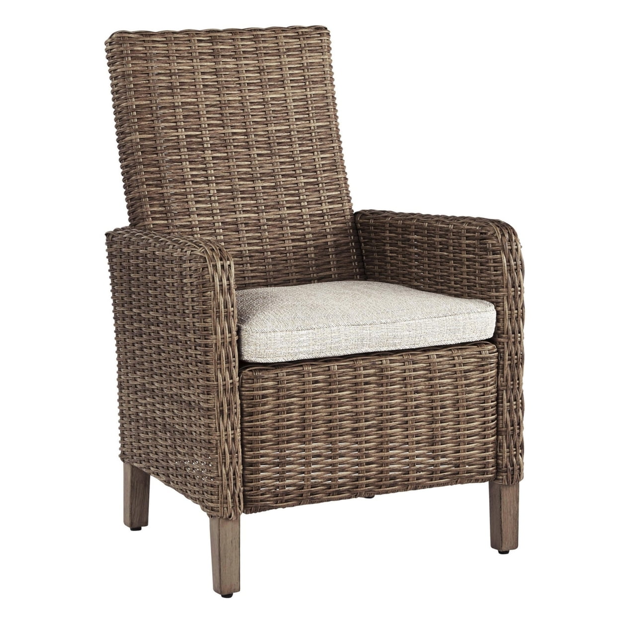 Picture of Benjara BM213315 Handwoven Wicker Frame Fabric Upholstered Armchair - Beige & Brown - 40 x 26 x 25 in. - Set of 2