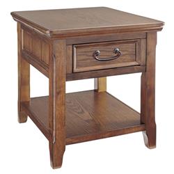 Picture of Benjara BM213337 1 Drawer Wooden End Table with Chamfered Legs & Open Bottom Shelf - Brown - 24.88 x 24 x 27 in.