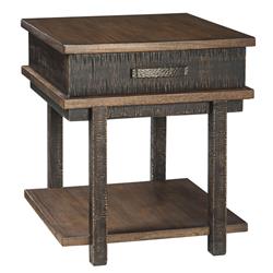 Picture of Benjara BM213338 Textured Two Tone Wooden End Table with 1 Drawer - Brown - 25 x 21.88 x 23.88 in.