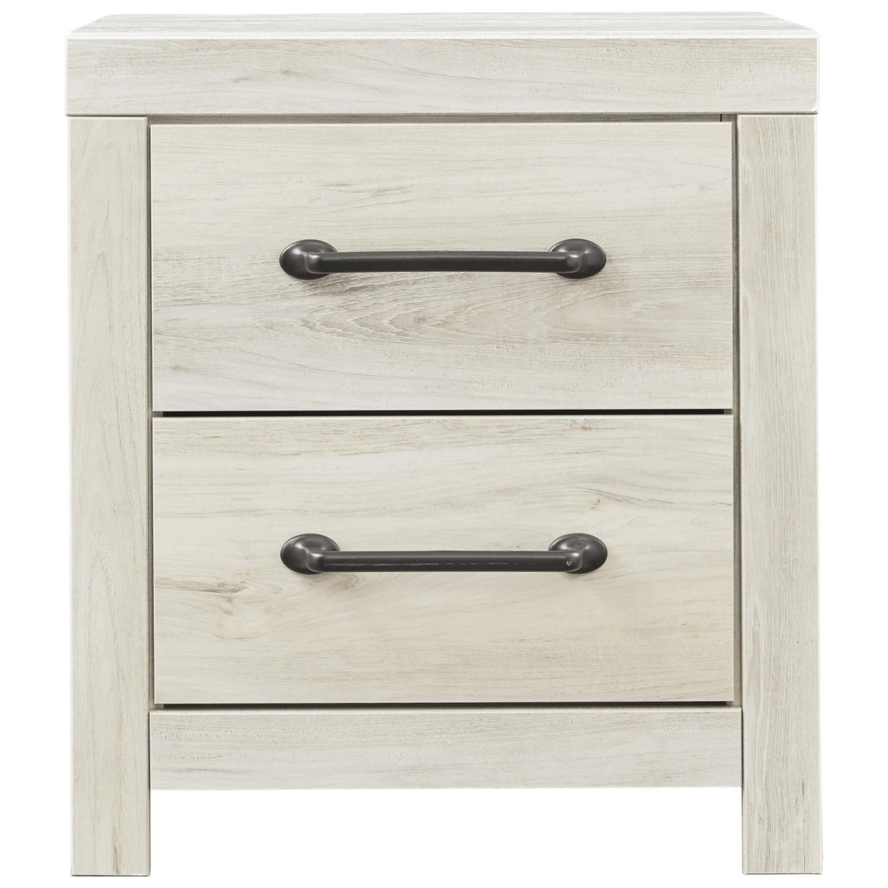 Picture of Benjara BM213351 Transitional Wooden Two Drawer Setup Nightstand with Bar Handles - White
