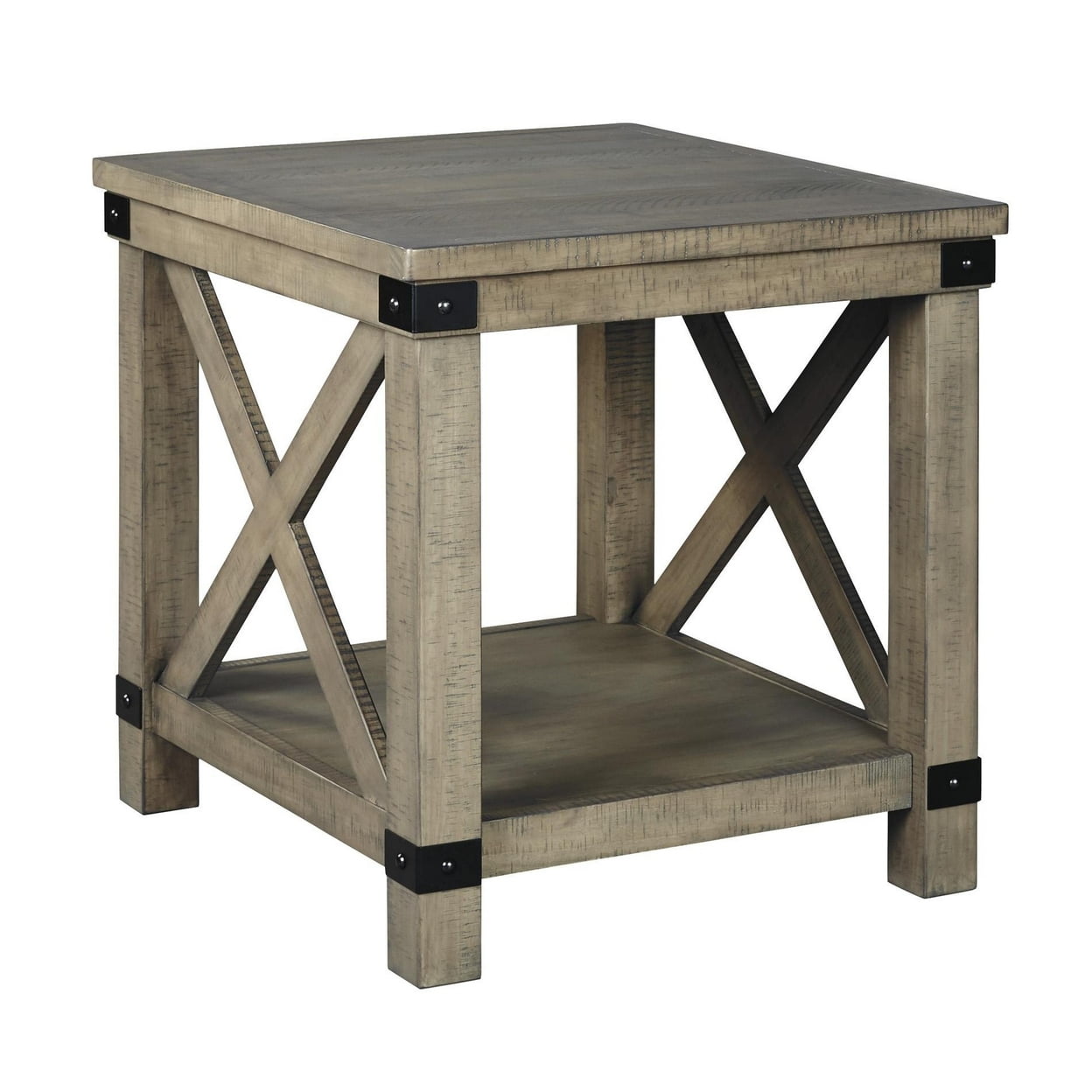 Picture of Benjara BM213373 Farmhouse Style End Table with X Shaped Sides & Open Bottom Shelf - Gray - 25 x 26 x 24 in.