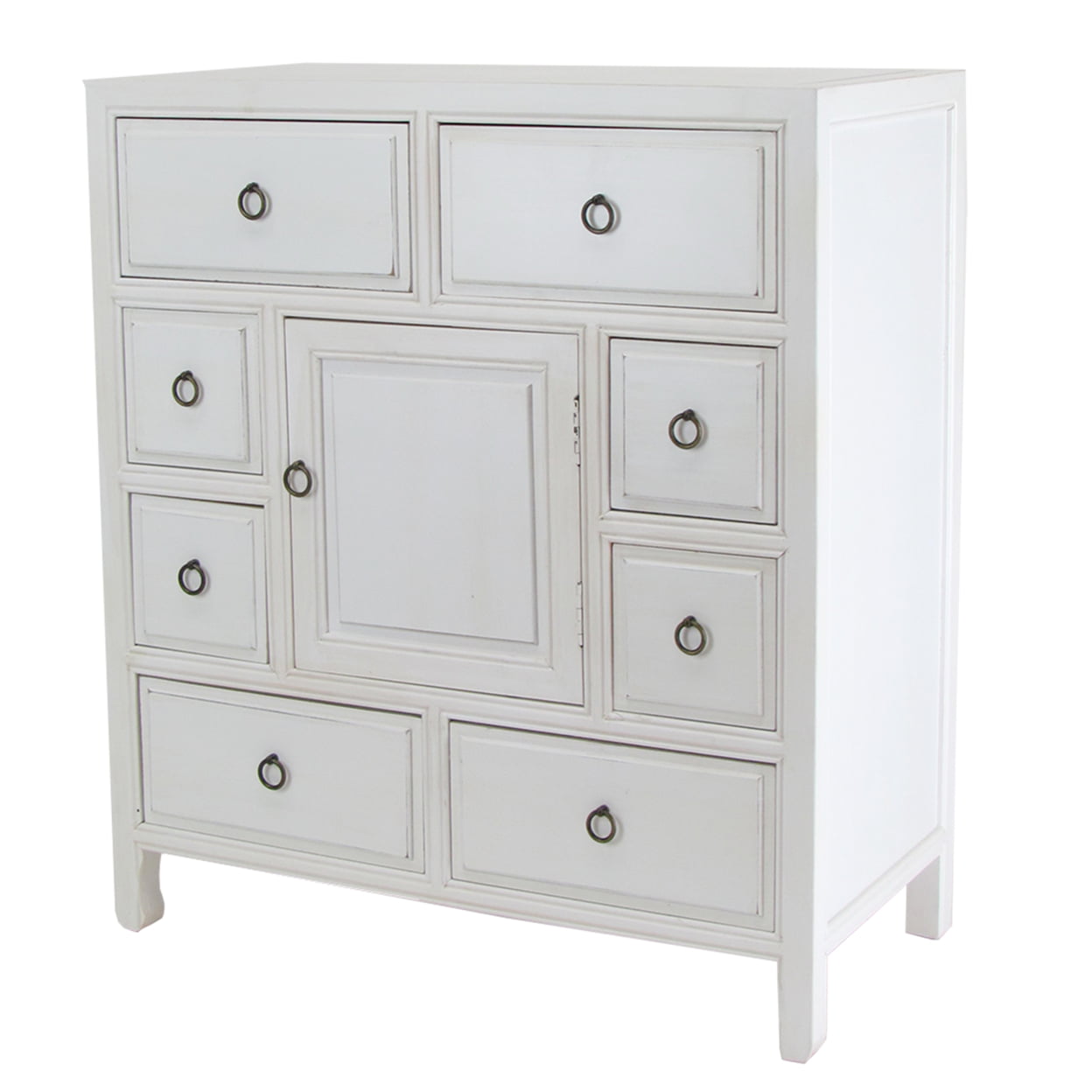 BM213478 Wooden Chest with 8 Spacious Drawers & 1 Cabinet - White -  Benjara