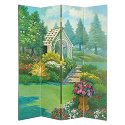 Picture of Benjara BM213506 Wooden 4 Panel Room Divider with Gazebo - Multi Color