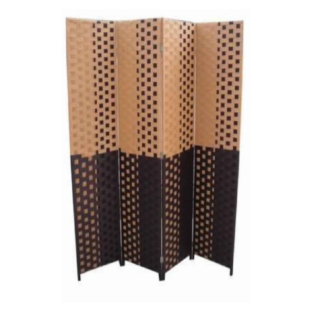 Picture of Benjara BM101165 Paper Straw Weave 4 Panel Screen with 2 in. Wooden Legs - Brown - 70.75 x 1 x 70.5 in.