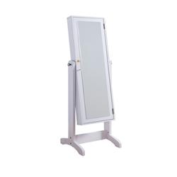 Picture of Benjara BM214733 Wooden Frame Freestanding Jewelry Cheval with Key Lock - White