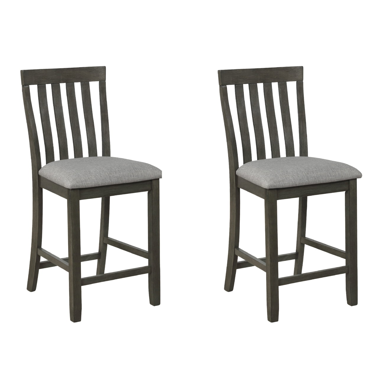Picture of Benjara BM215207 Vertical Slatted Back Wooden Counter Chair - Gray - 40.5 x 17 x 19 in. - Set of 2