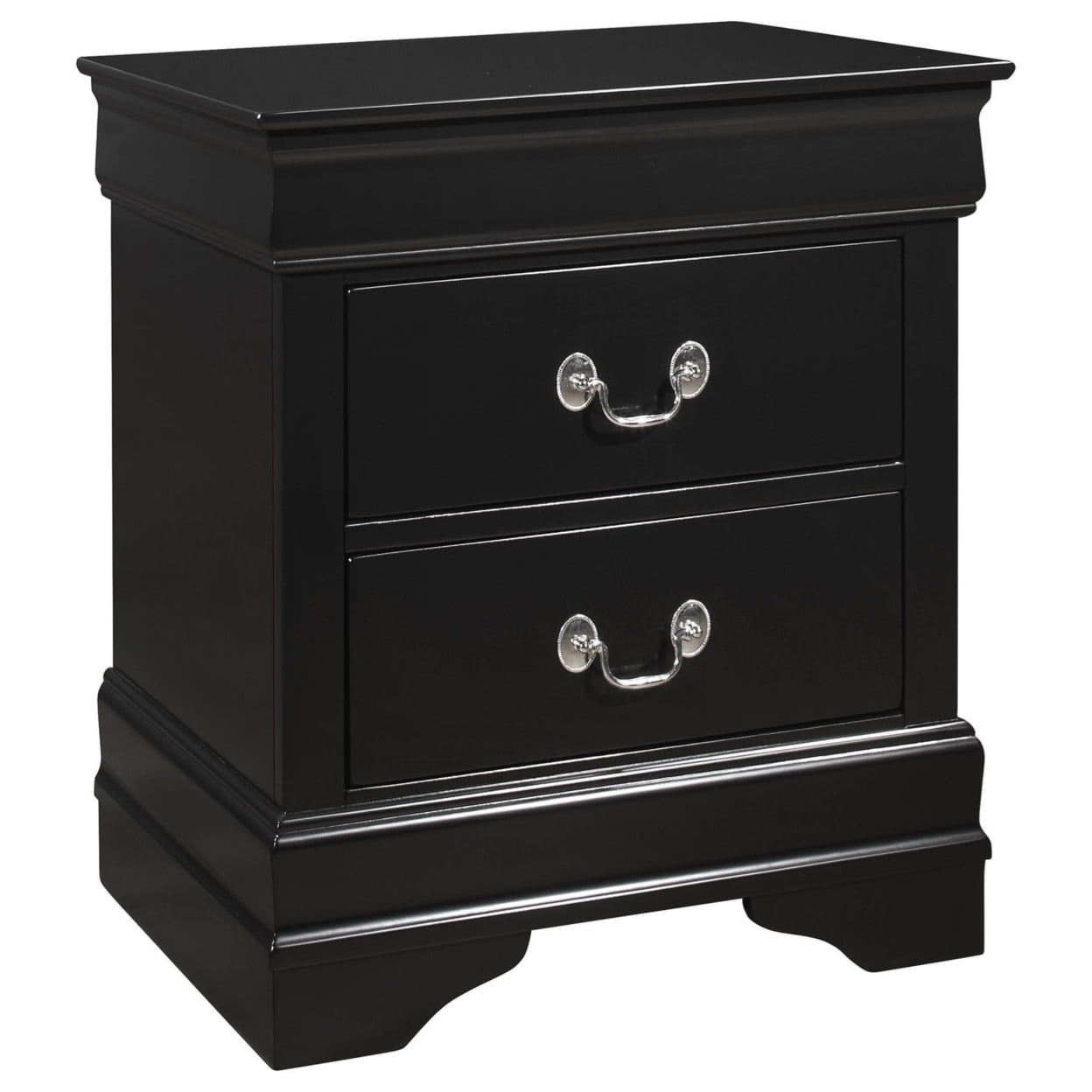 Picture of Benjara BM215224 2 Drawers Wooden Frame Nightstand with Antique Metal Pulls - Black - 23.6 x 15.5 x 21 in.