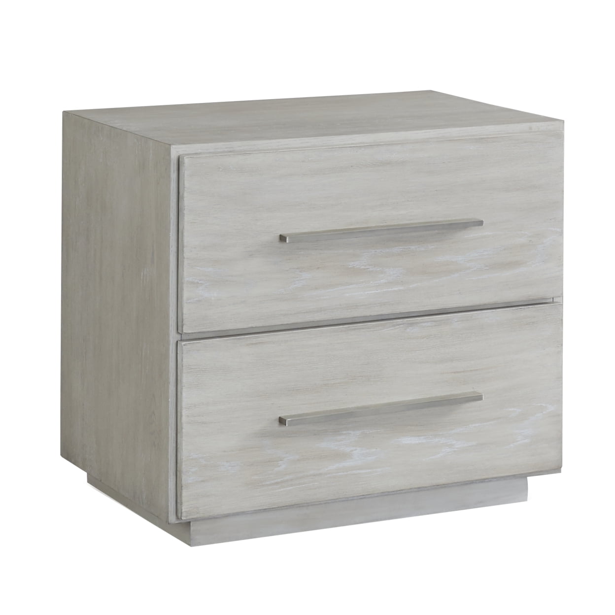 Picture of Benjara BM206638 2 Drawer Miter Front Wooden Nightstand with Bar Handles - Cotton Gray - 24 x 26 x 19 in.