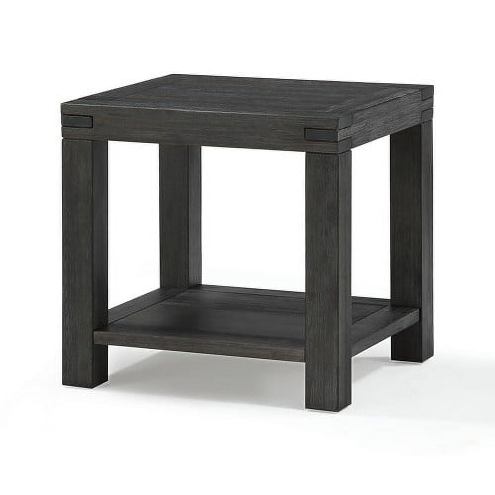 Picture of Benjara BM206650 Wooden End Table with Block Legs & Open Shelf - Dark Gray - 11 x 27 x 24 in.