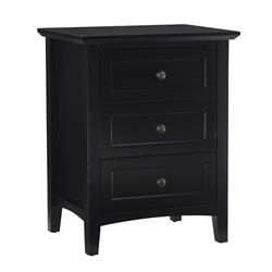 Picture of Benjara BM206663 3 Drawer Wooden Nightstand with Tapered Legs & Arched Base - Black - 30 x 24 x 19 in.