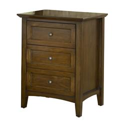 Picture of Benjara BM206665 3 Drawer Wooden Nightstand with Tapered Legs & Arched Base - Brown - 30 x 24 x 19 in.