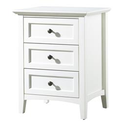 Picture of Benjara BM206667 3 Drawer Wooden Nightstand with Tapered Legs & Arched Base - White - 30 x 24 x 19 in.