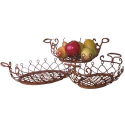 Picture of Benjara BM206701 Traditional Oval Shaped Metal Basket with Net Pattern - Brown - Set of 3