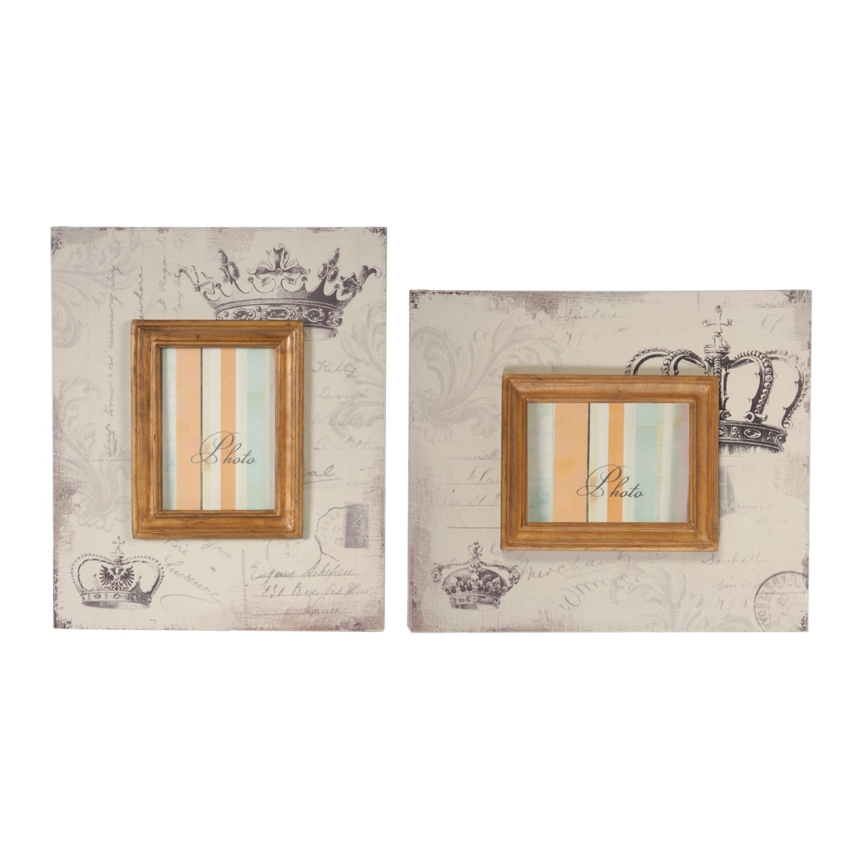 Picture of Benjara BM206705 Traditional Style Rectangular Wooden Photo Frames - Brown - Set of 2