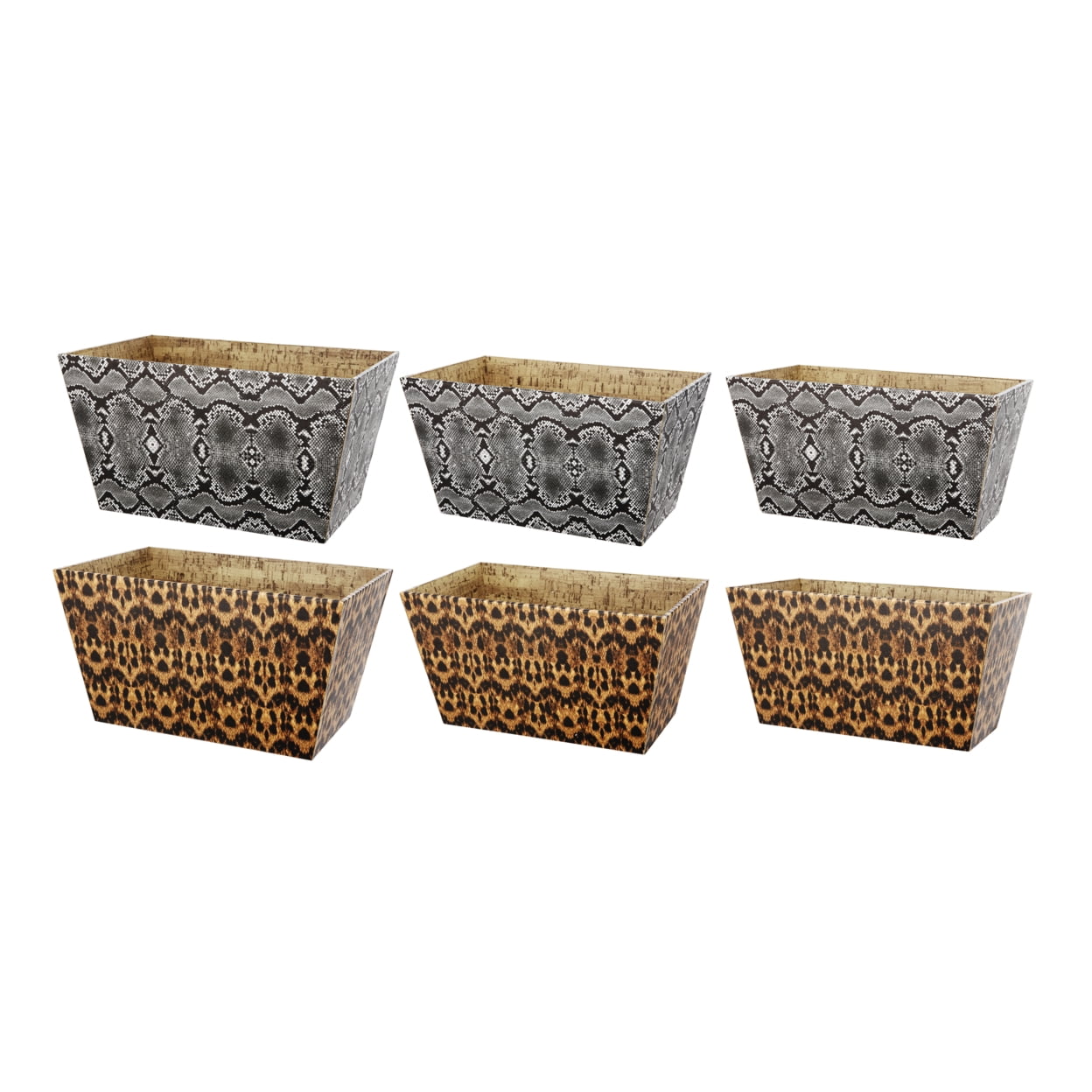 Picture of Benjara BM206717 Rectangular Storage Bins with Narrow Bottom - Brown & Gray - Set of 6