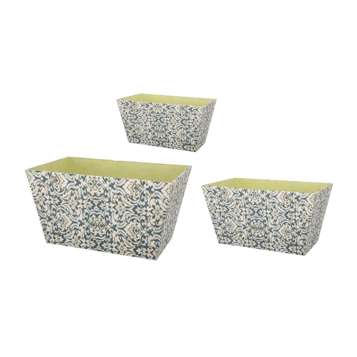 Picture of Benjara BM206718 Rectangular Containers with Narrow Bottom - Blue & Beige - Set of 3