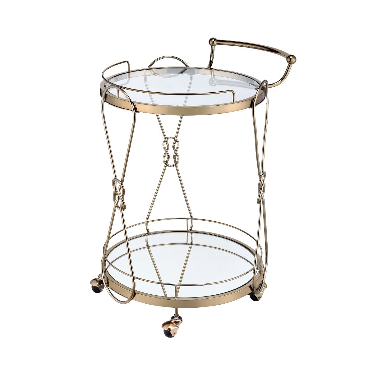 Picture of Benjara BM209612 Serving Cart with 2 Glass Shelves & Caster Support - Gold & Clear - 31 x 20 x 25 in.