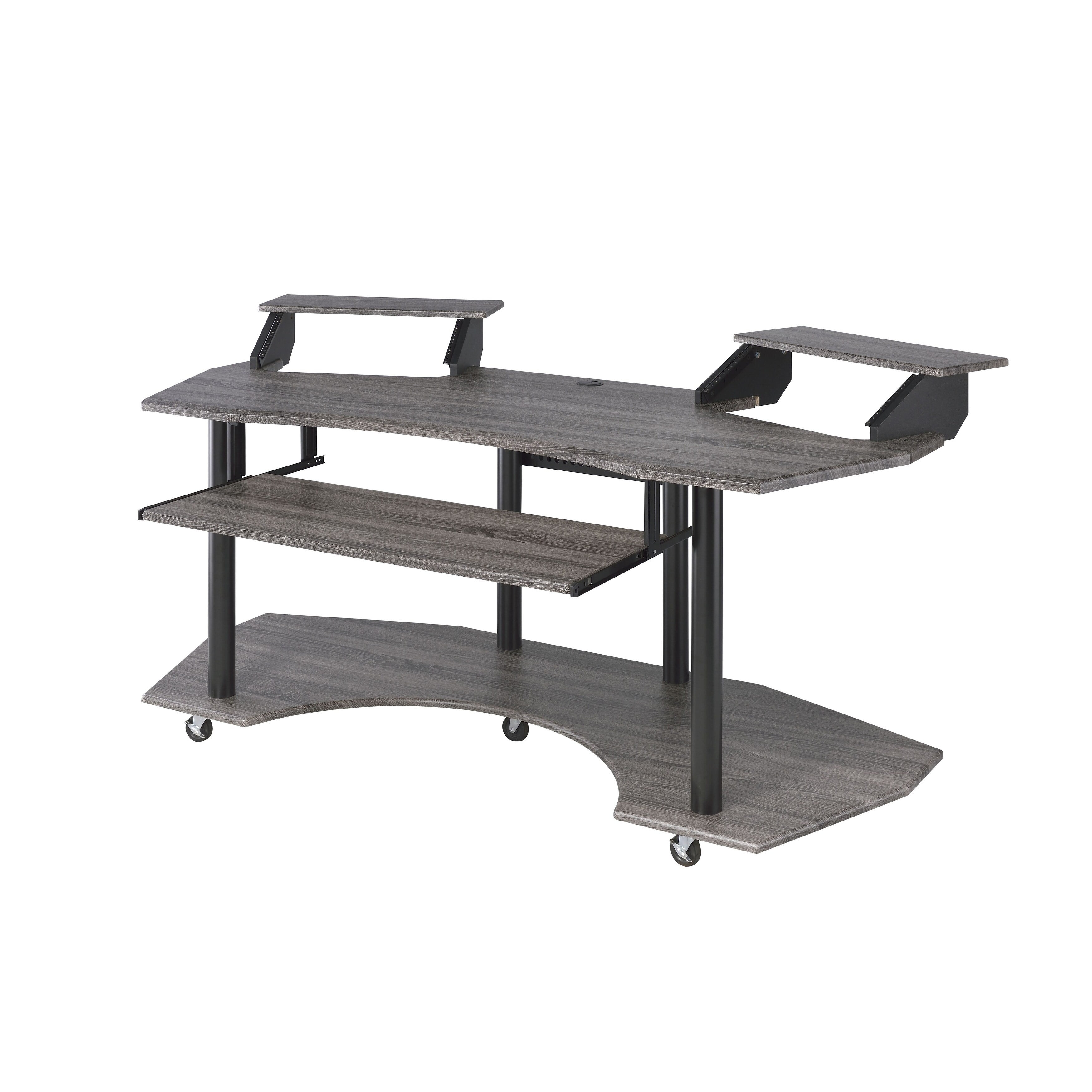 Picture of Benjara BM209618 Contemporary Computer Desk with Keyboard Tray & Open Bottom Shelf - Gray