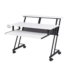 Picture of Benjara BM209623 Rectangular Top Computer Desk with 1 Shelf & 1 Cupholder - Black & White - 38 x 27 x 47 in.