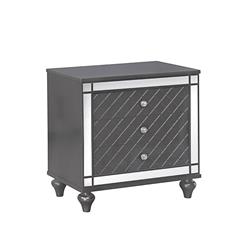 Picture of Benjara BM215361 3 Drawer Wooden Nightstand with Diamond Pattern & Mirror Inlay - Gray - 28.8 x 18.3 x 28 in.