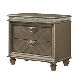 Picture of Benjara BM215384 Wooden Two Drawer Nightstand with Faux Stone Details & Turned Legs - Brown - 27 x 17.3 x 29.5 in.