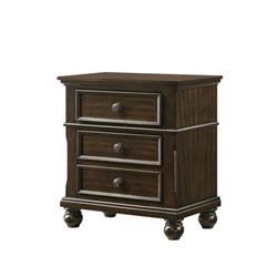 Picture of Benjara BM215468 3 Drawer Wooden Nightstand with Molded Details & Metal Knobs - Brown - 28 x 15.8 x 26 in.