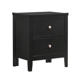 Picture of Benjara BM215499 2 Drawer Transitional Style Nightstand with Metal Knob Pulls - Black - 26.25 x 21.75 x 15.25 in.