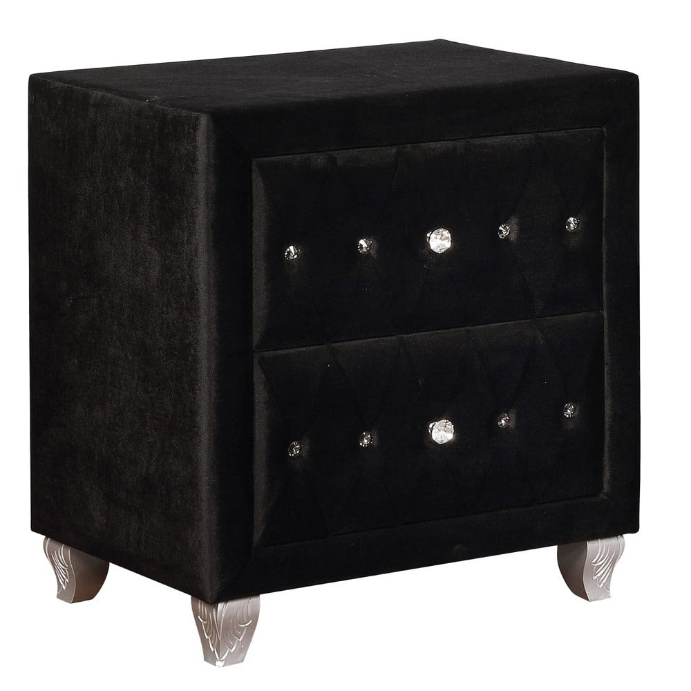 Picture of Benjara BM215563 Fabric Upholstered Wooden Nightstand with Two Drawers - Black
