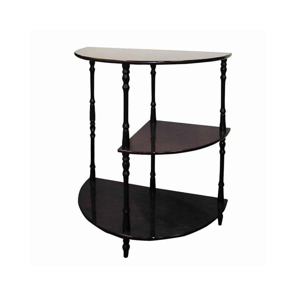 Picture of Benjara BM95317 Traditional Style Wooden 3 Tier Half Table with Turned Legs - Dark Brown - 26 x 11.5 x 23 in.