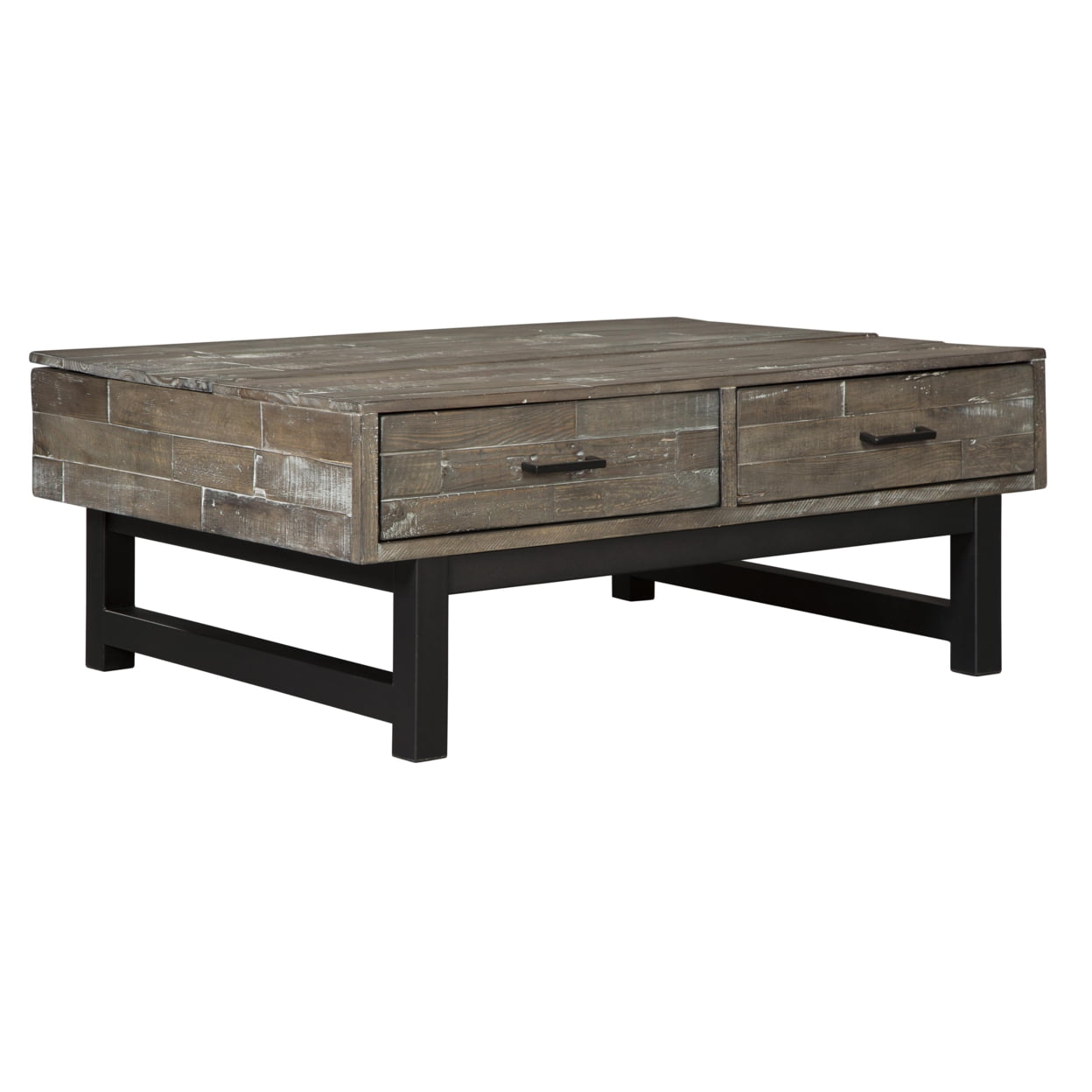 Picture of Benjara BM210639 2 Drawer Wooden Lift Top Cocktail Table with Block Legs - Brown & Black - 18.13 x 46.13 x 32 in.