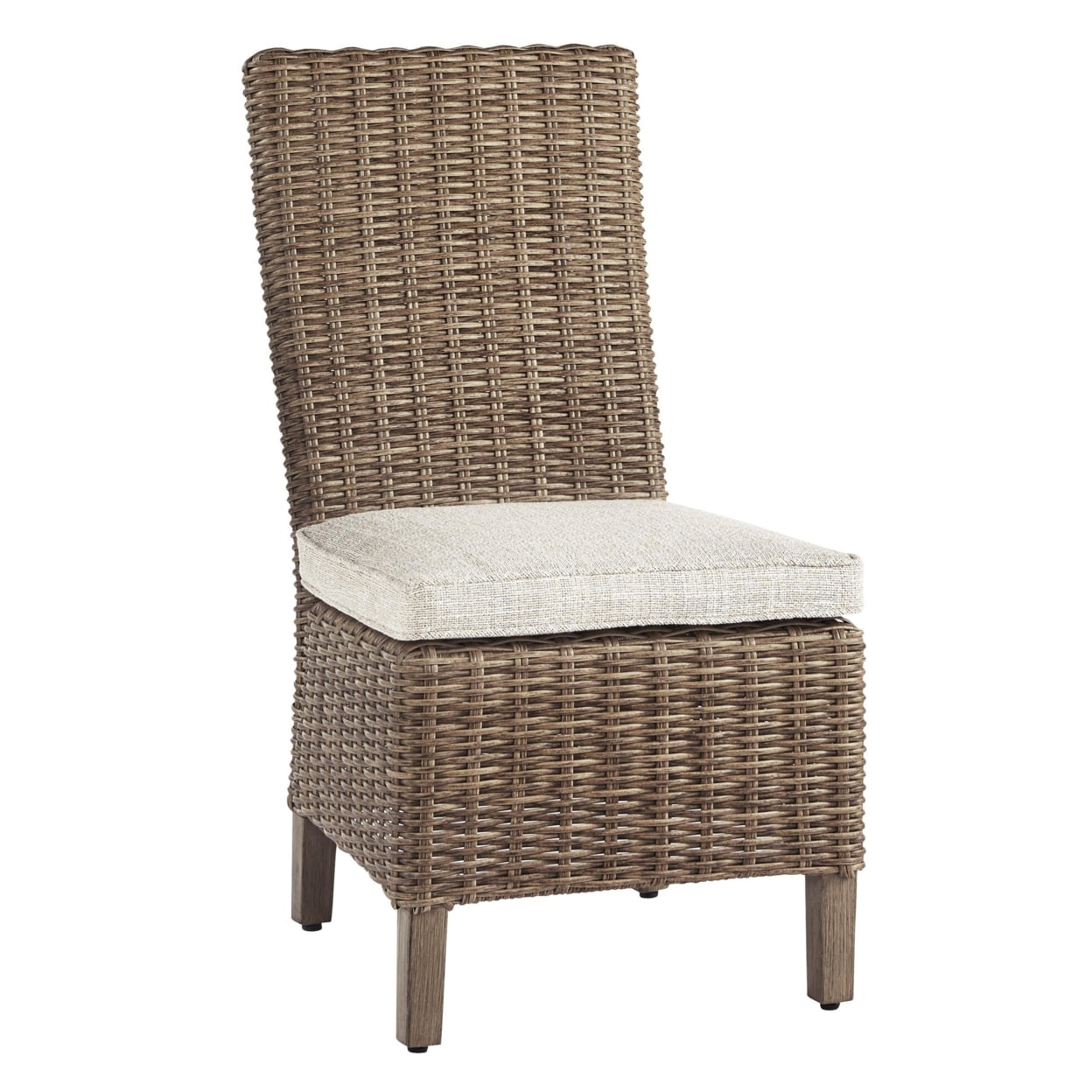 Picture of Benjara BM210660 Aluminum Frame Side Chair with Handwoven Wicker - Brown & Beige - 39.75 x 21 x 27 in. - Set of 2