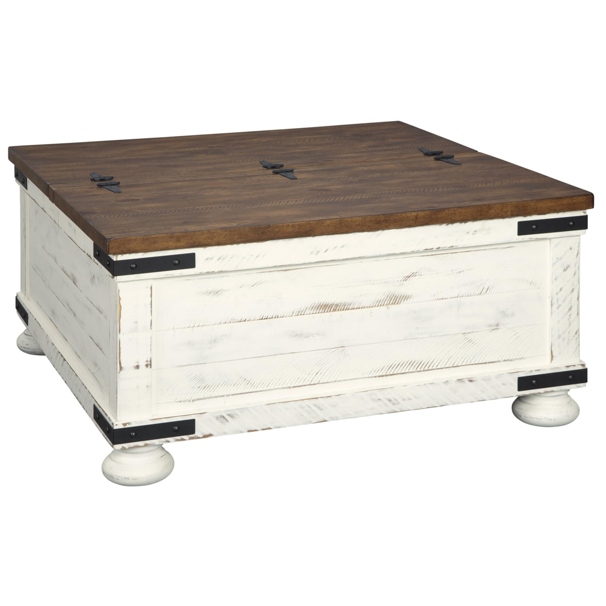 Picture of Benjara BM210779 Farmhouse Two Tone Cocktail Table with Lift Top Storage - Brown & White