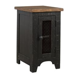 Picture of Benjara BM210914 Two Tone Chair Side End Table with Wire Metal Grill Cabinet - Brown & Black - 25 x 14 x 17 in.