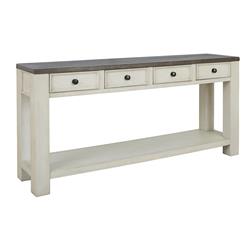Picture of Benjara BM210948 Wooden Frame Sofa Table with 4 Drawers & 1 Open Shelf - White & Brown