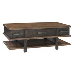 Picture of Benjara BM210956 Wooden Lift Top Cocktail Table with 2 Drawers & 3 Open Shelves - Brown - 18 x 47.88 x 26 in.
