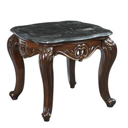 Picture of Benjara BM219488 Wooden End Table with Marble Top & Floral Engravings&#44; Brown & Black - 23.75 x 28.5 x 28.5 in.