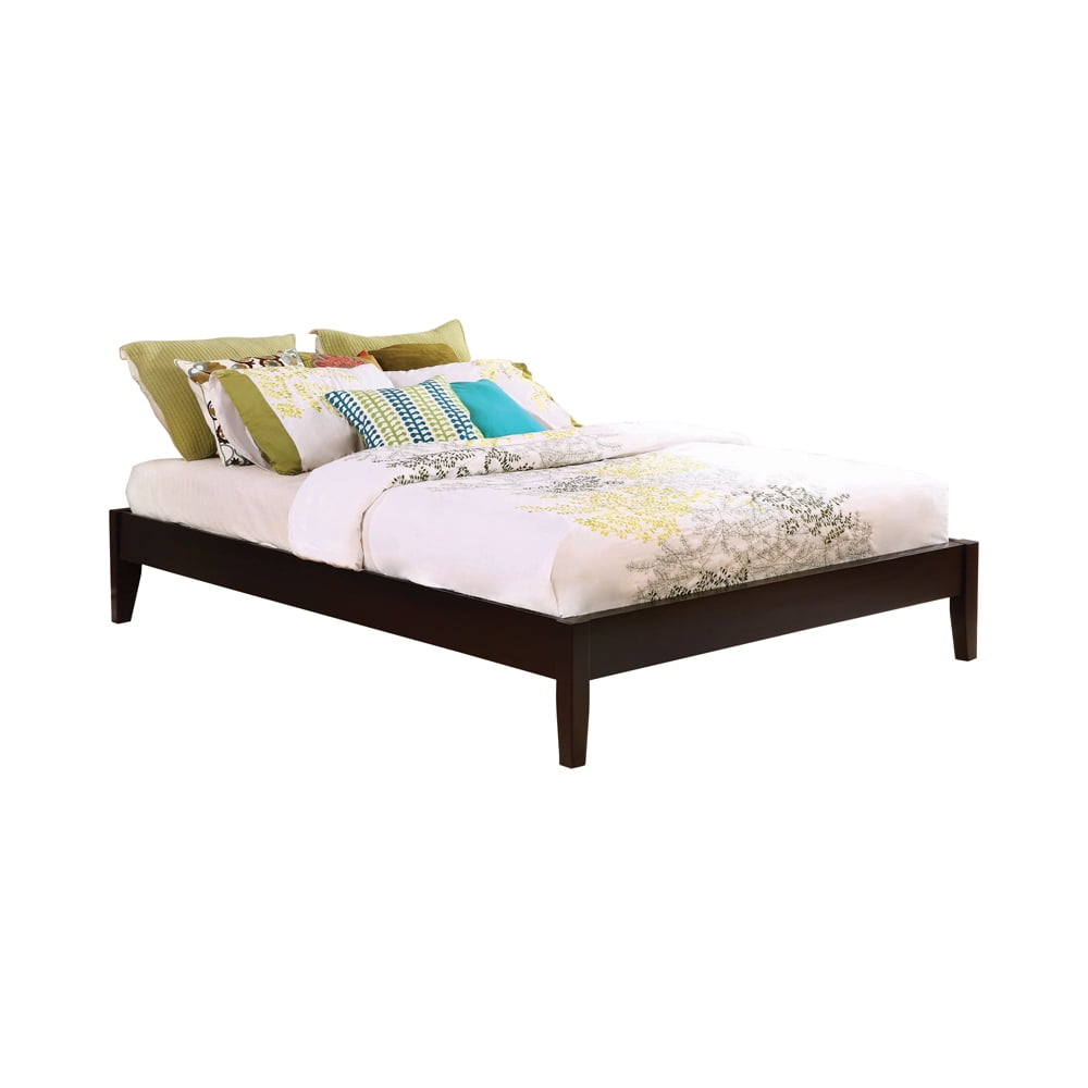 Picture of Benjara BM216023 Wooden Eastern King Size Platform Bed with Chamfered Legs, Dark Brown - 79.75 x 84.75 x 14.25 in.