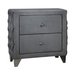 Picture of Benjara BM216084 Fabric Upholstered Button Tufted Nightstand with 2 Drawers&#44; Gray