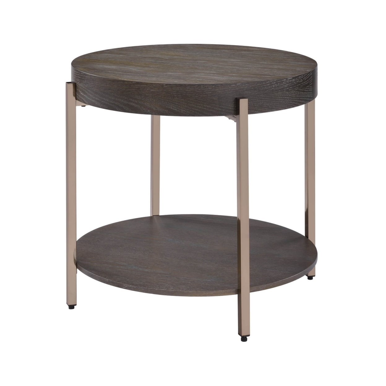 Picture of Benjara BM218615 Wood & Metal End Table with 1 Shelf&#44; Brown & Champagne - 23 x 25 x 25 in.
