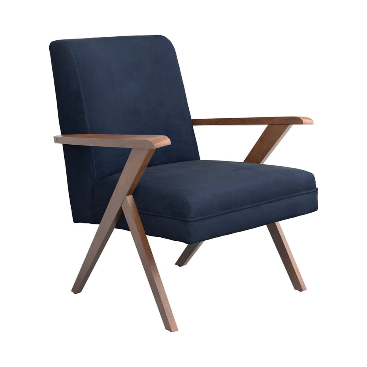 Picture of Benjara BM220270 Contemporary Dual Tone Wooden Armchair with Padded Seat&#44; Blue & Brown - 35 x 30.5 x 31 in.