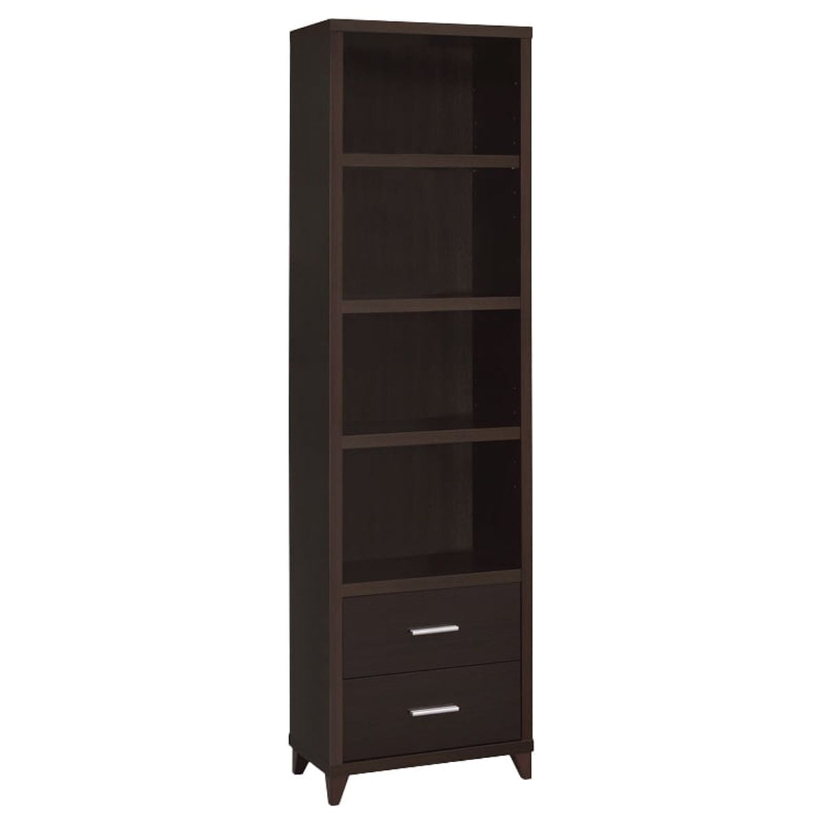 Picture of Benjara BM220300 3 Shelf Wooden Media Tower with 2 Drawers&#44; Dark Brown - 76 x 21.25 x 11.5 in.